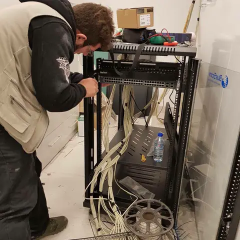 Recorder and network rack wiring